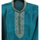 Turquoise - Banarasi Handloom Brocade Mens Indian Kurta set - Weddings / Walimas , Sangeet, Eid, Mehndi / Henna - KCS1028 06KC24