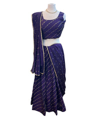 Dark Purple -  Dupion Silk Lehenga Set - Size UK 12 (38