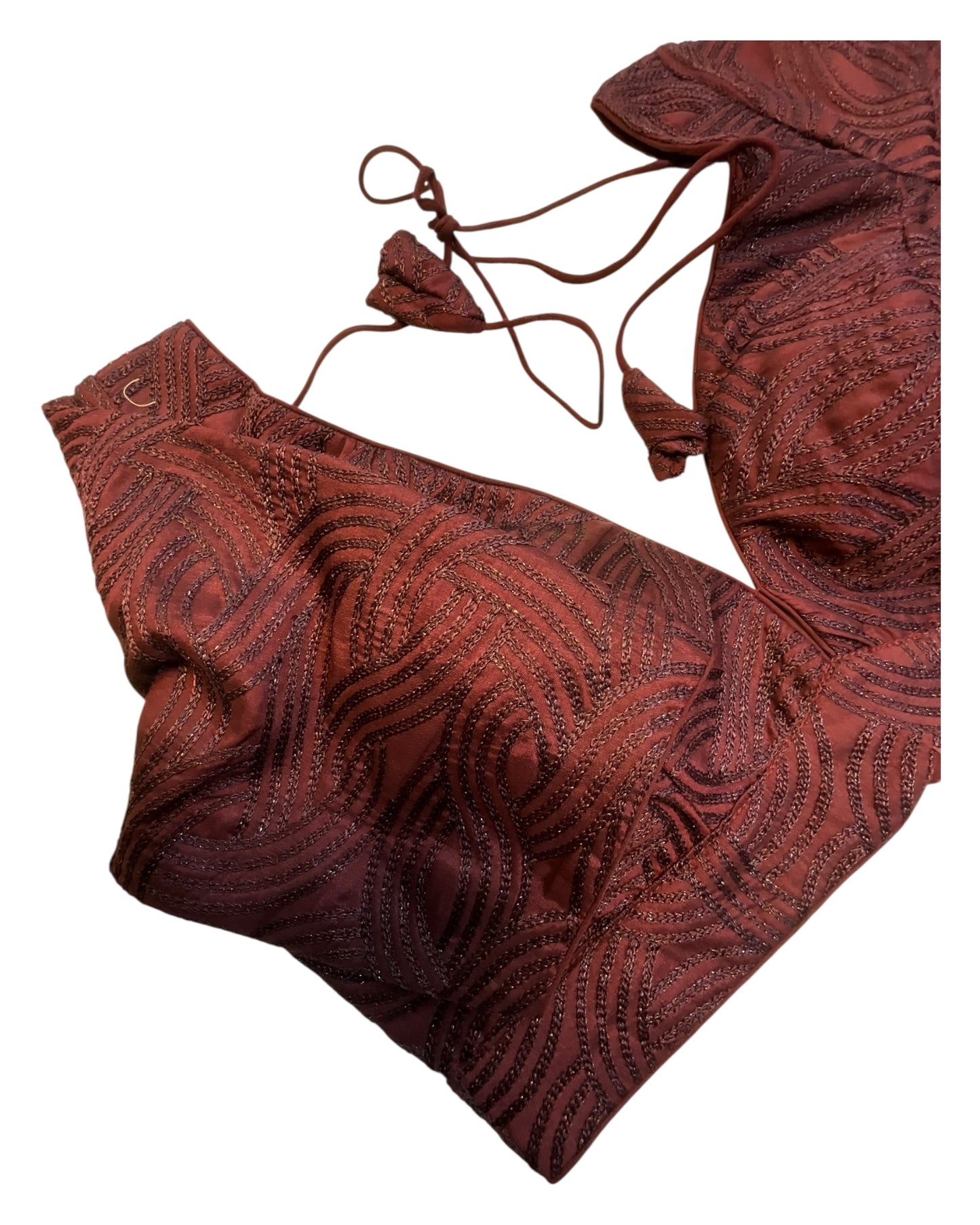 36" UK10 & 40" UK14 -Dark Maroon / Wine - Deep Neck & Back - Saree / Lehenga Blouse -UK Stock - Quick Dispatch - B246 09KP25