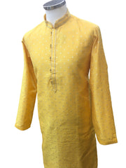 Haldi Yellow Handloom Banarasi Mens Kurta Set - UK Stock - 24h Dispatch - HONDA55 KC 0324