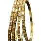 Rectangular Stone - Antique Gold Finish Bangles Set (Set of 4) - UK stock - SM, M, L, XL NB7364 06Vp26
