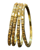 Rectangular Stone - Antique Gold Finish Bangles Set (Set of 4) - UK stock - SM, M, L, XL NB7364 06Vp26