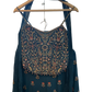 UK 10-12 / 36"- 38" - Dark Teal Blue - Designer Ladies Indian Short Corset / Tie Back Top Palazzo Trousers Suit - UK Stock - 2/3 days delivery - VMK Tarini AP
