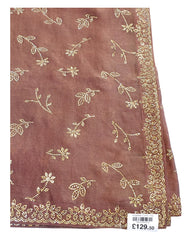 Dusty Pink - Chiffon Crepe - Party Wear Embroidered Saree with Blouse Piece - SP2504004 PY
