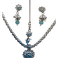 Light Blue - Small Size Silver Finish Necklace Set with Earrings & Head Piece /Tika- SLV79  11A24