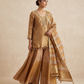 Size 12 (38") - Golden / Mustard Yellow - Designer Ladies Medium Top Palazzo Trousers Suit - VMK URSHITA RY