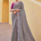 Grey - Chiffon Saree with Fancy Ready made Blouse - TAT6908 TC 0624