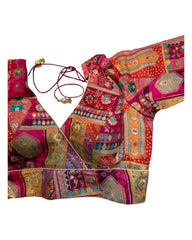 Fuchsia / Magenta Pink - Banarasi Brocade Saree / Lehenga blouse - 38
