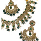 Green - Large Size Necklace Set with Earrings - PRI1752 KK 0424