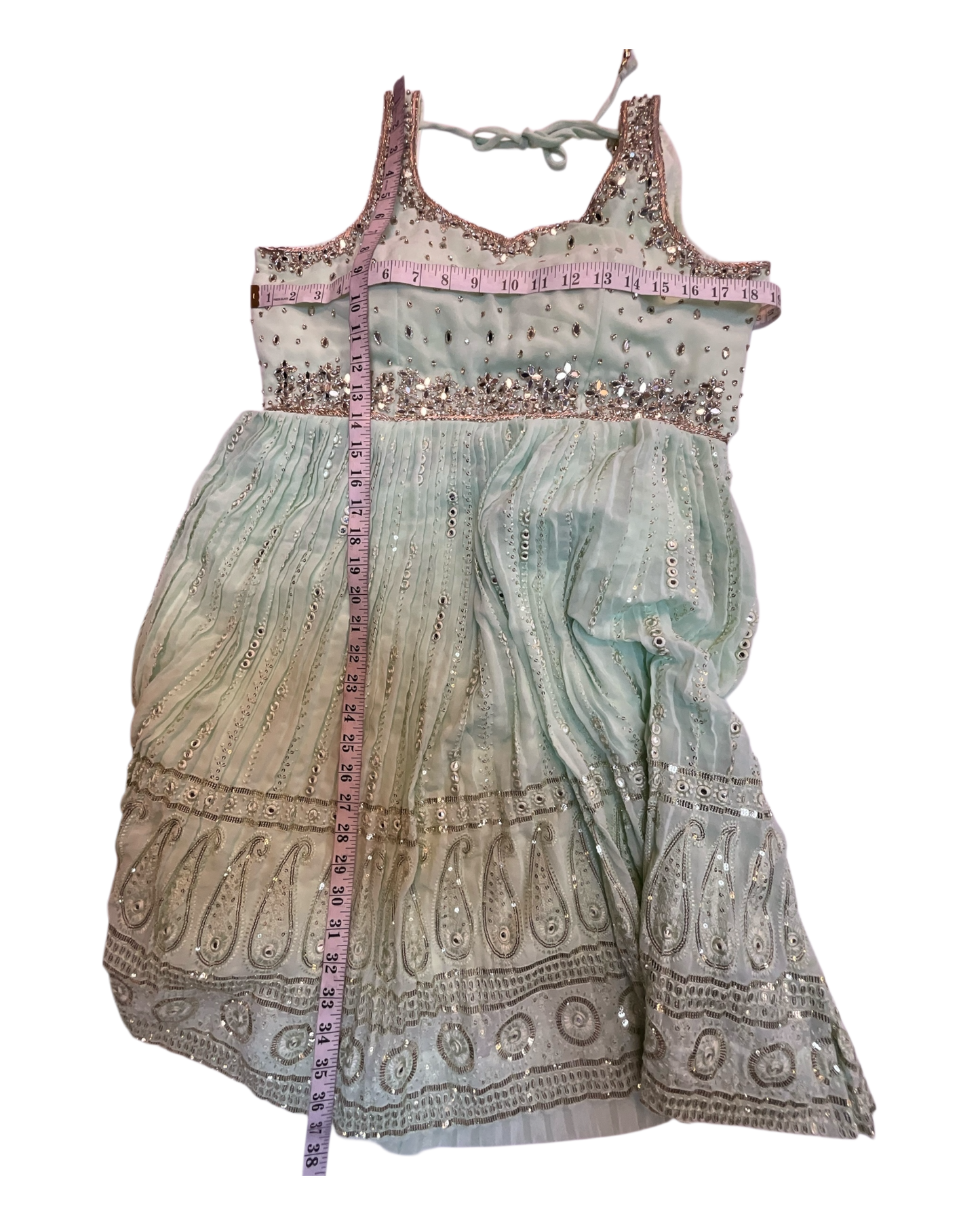 Sale! Mint Green - Ready Made Palazzo Trousers Set - Size 12 - 42" (Loosen up to 14) ) UK Stock - 24h Dispatch - KTC2354 04TT23