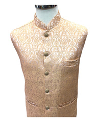 Peach - Banarasi Handloom Brocade Mens Waistcoat - KCS2304 KK 0923