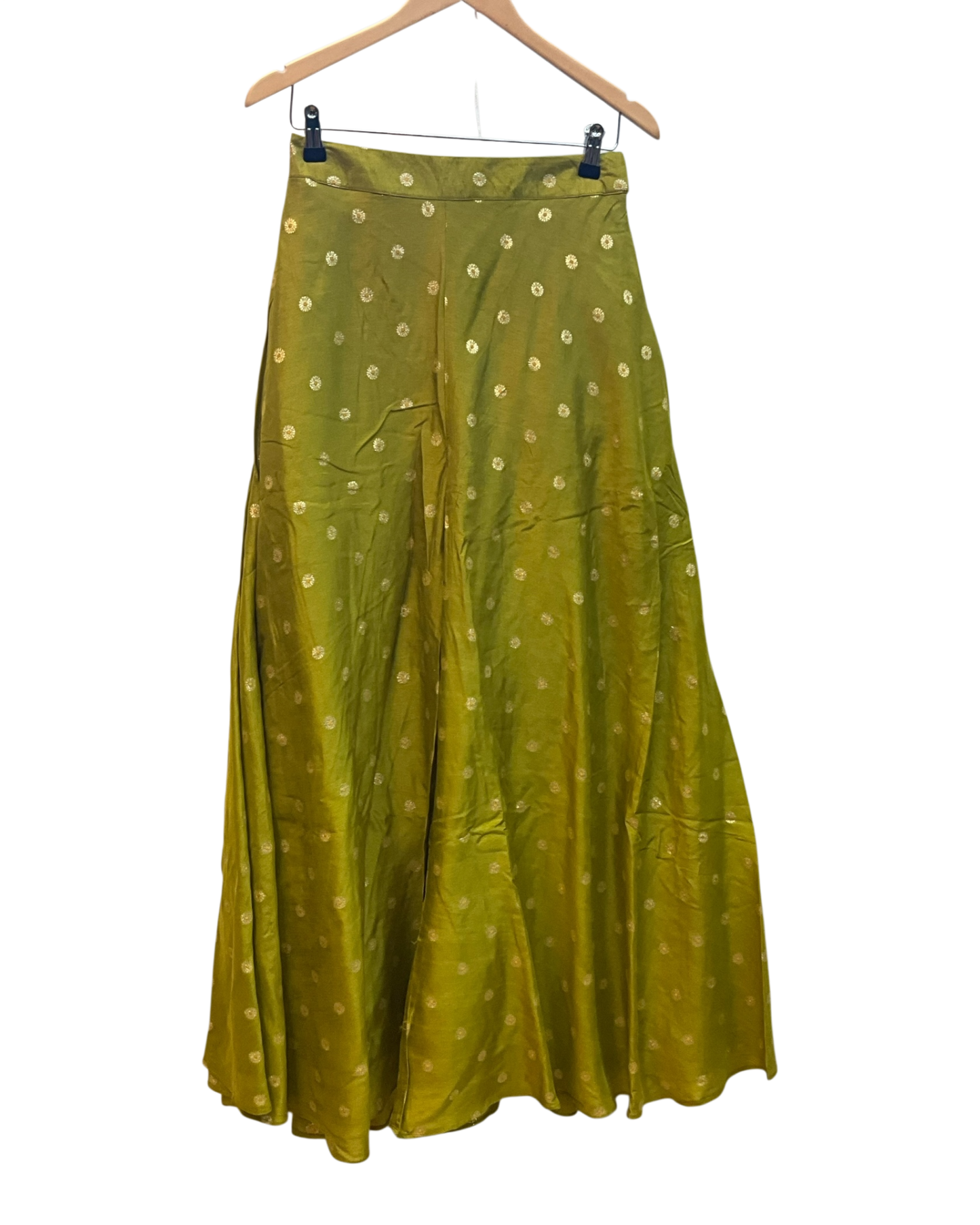 Size 12 (38") - Olive Green - Designer Ladies Medium Spaghetti Top Palazzo Trousers Suit - VMK Dulari JV