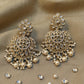Clear Stone - Antique Polki &amp; Pearl Chandbali Earrings - 6ER223 10R26