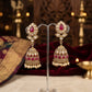 Dark Pink / Magenta - Royal Teardrop Kundan & Pearl Jhumka Earrings - 6JE06 10Pp26
