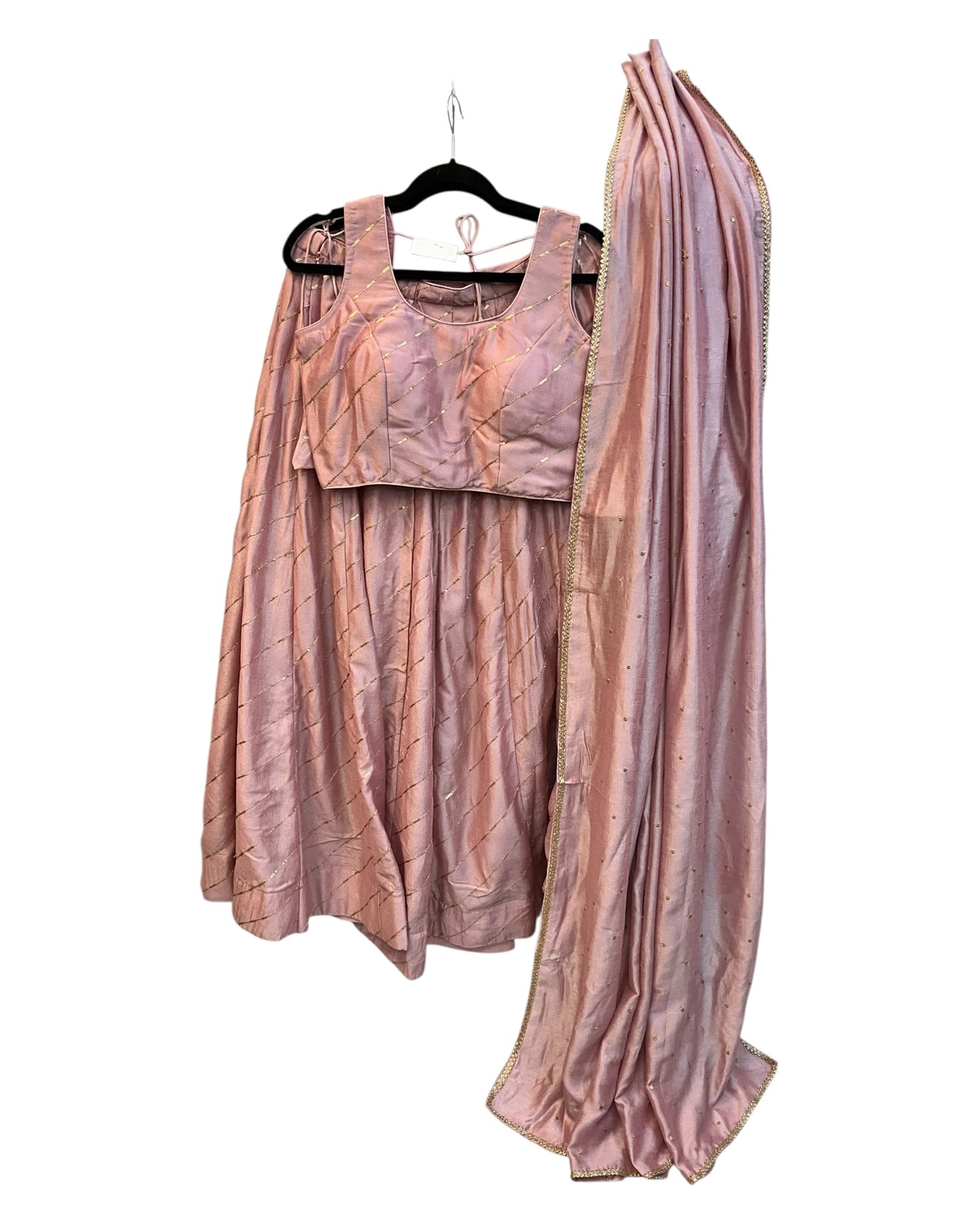 Baby Pink -  Dupion Silk Lehenga Set - Garba / Dandia , Mehndi / Sangeet / Weddings - Size UK 12 (38" Bust) Adjustable to Size 14 - UK Stock - 24h Dispatch - AF2506 09TY25