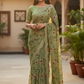 Sage Green - Printed Crepe Silky Saree with Blouse Piece - UK stock - 24hr Dispatch - RS2527 TJ