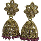 Purple - Small - Antique Finish Traditional Zhumki Earrings - Bollywood - Weddings - SV2407 J 0724