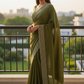 Mehndi Green - Classic Saree with Stone Work Border and Blouse Piece - UK stock - 24hr Dispatch - RS2538 VP