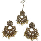Dark Pearl - Large Size Antique Gold Finish Long Necklace Set with Earrings - RAK408 KY 0525