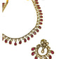 Dark Pink / Magenta - Small Size Antique Gold Finish Necklace Set with Earrings - Bollywood - AE2519 08C25
