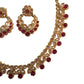 Magenta - Medium Size Gold Finish Necklace Set with Earrings - TOH2402  Cp 0424