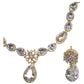 Clear - American Diamond Style Gold Finish Small Size Necklace Set with Earrings - AE2422 11H24