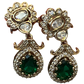 Green - Small - Antique Gold Finish Traditional Earrings - Bollywood - Weddings - 15ER715 07J26
