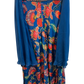 UK 12 / 38" - Petrol Blue Floral Printed - Designer Ladies Indian Short Top Palazzo Trousers Suit - UK Stock - 2/3 days delivery - VMK PUSHPA PR