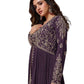 Chiffon - Purple Anarakali  Long Dress with Trousers - Size 14 (Bust 40") - Inside Margin to let out ( 3 to 4")VF66574 TY 1024