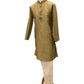 Gold - Cotton Silky Self Brocade Mens Kurta Set - Sangeet Mehendi Haldi - KCS1173 KK 1123