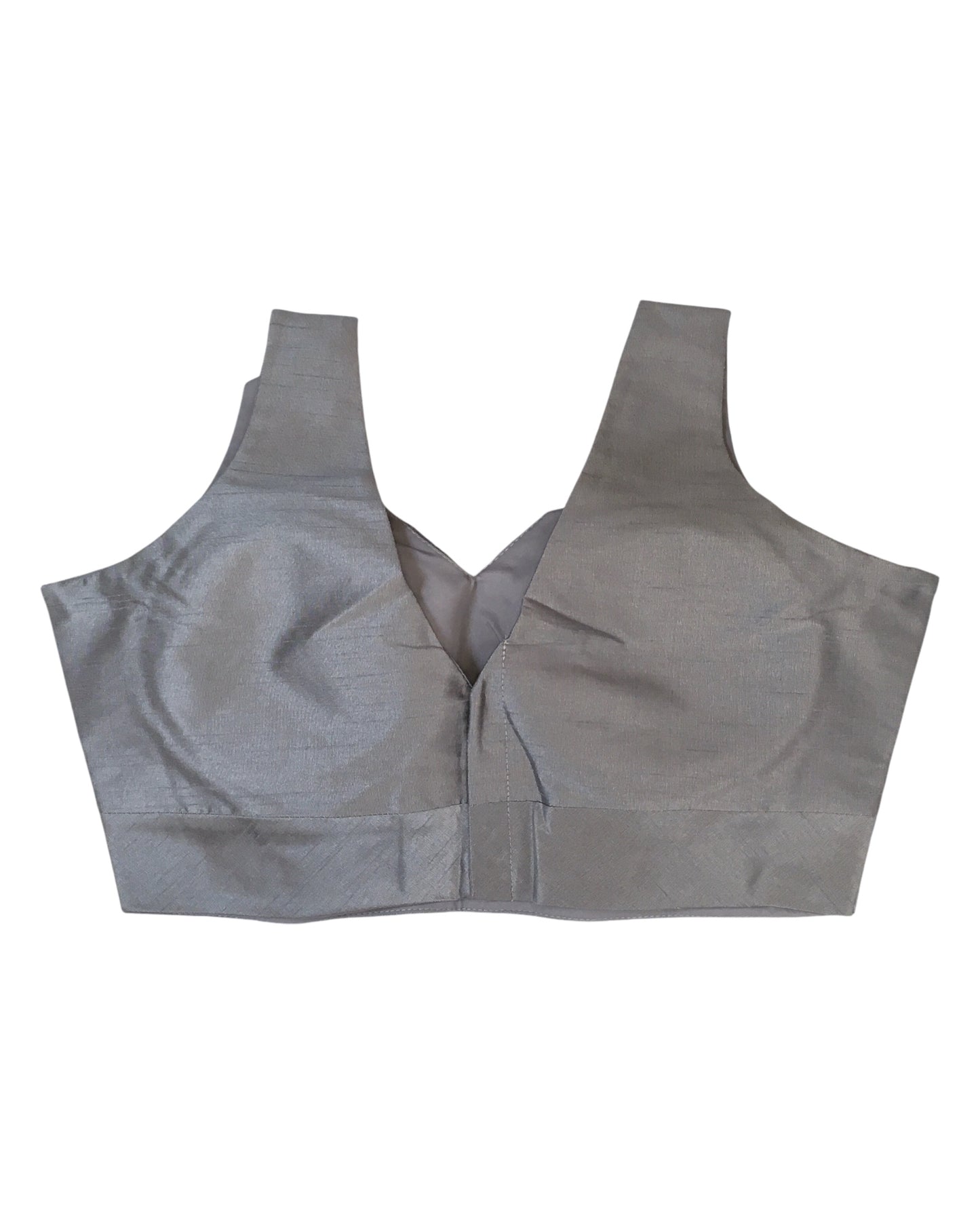 Light Grey / Silver - Silky Saree blouse with cups,  Sleeveless - 42" - UK Stock - Quick Delivery - RNK - R722A-KY