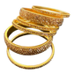 Dark / Antique Gold Finish - Set of 6 Stone Bangles -  M to XXL - 5Line 07Kp26