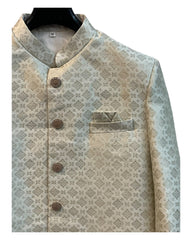 Cream - Classic Banarasi Handloom Gold Brocade Sherwani with Gold Buttons - UK Stock - BS789 08JC25