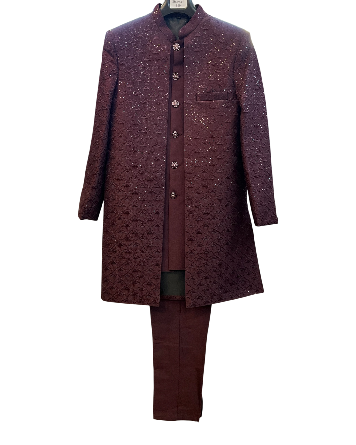 Dark Wine / Maroon - Mens Double Layered Sherwani / Indo-Western - Fantastic Value - KCS6625 06TT26