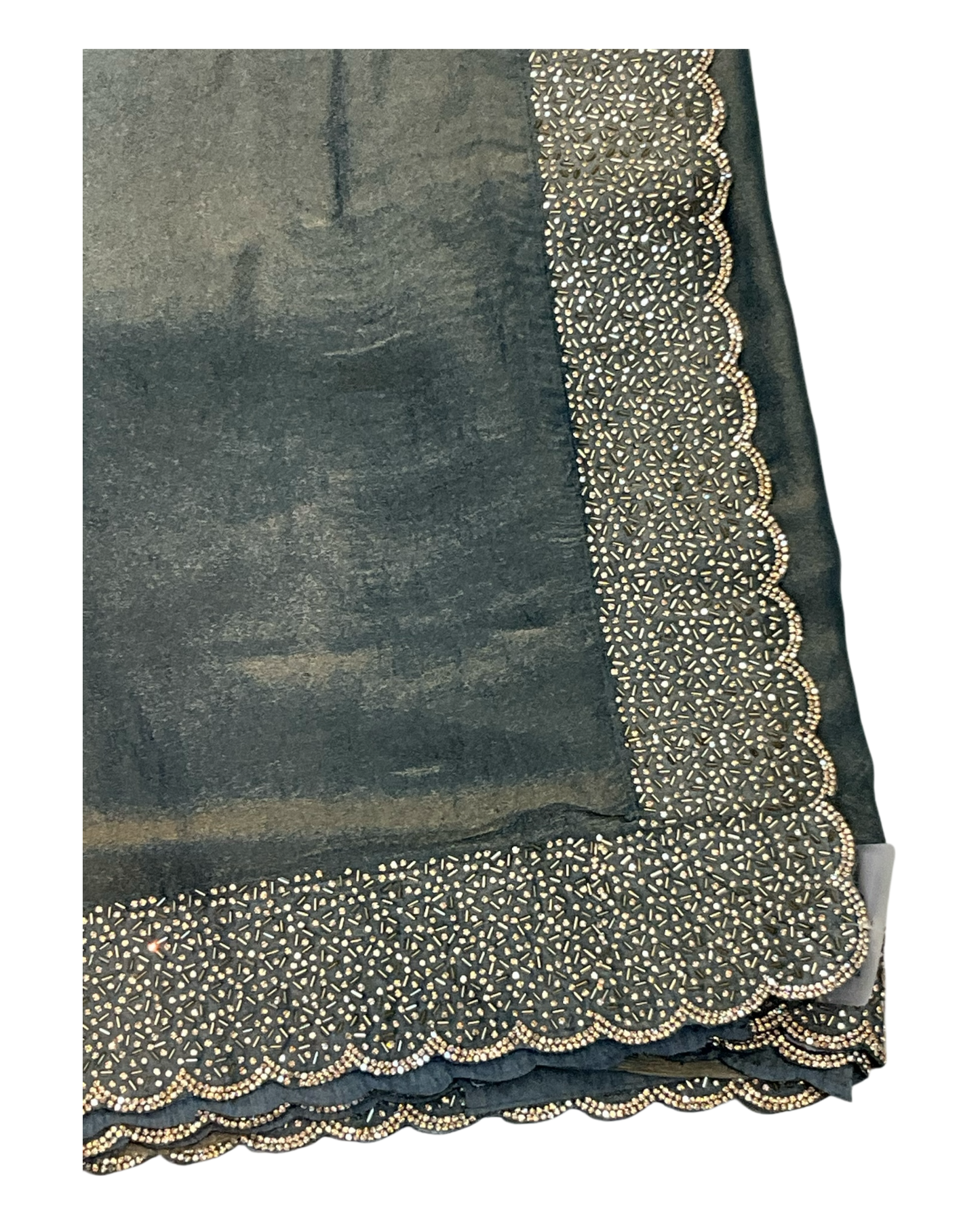 Grey - Classic Saree with Stone Work Border and Blouse Piece - UK stock - 24hr Dispatch - RS2538 VP