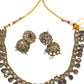 Purple - Medium Size Antique Gold Finish Necklace Set with Earrings - SV2403  H 0424