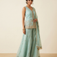 Size 12 (38") - Sea Green - Designer Ladies Mid Length Top Palazzo Trousers Suit - VMK Rachel AY