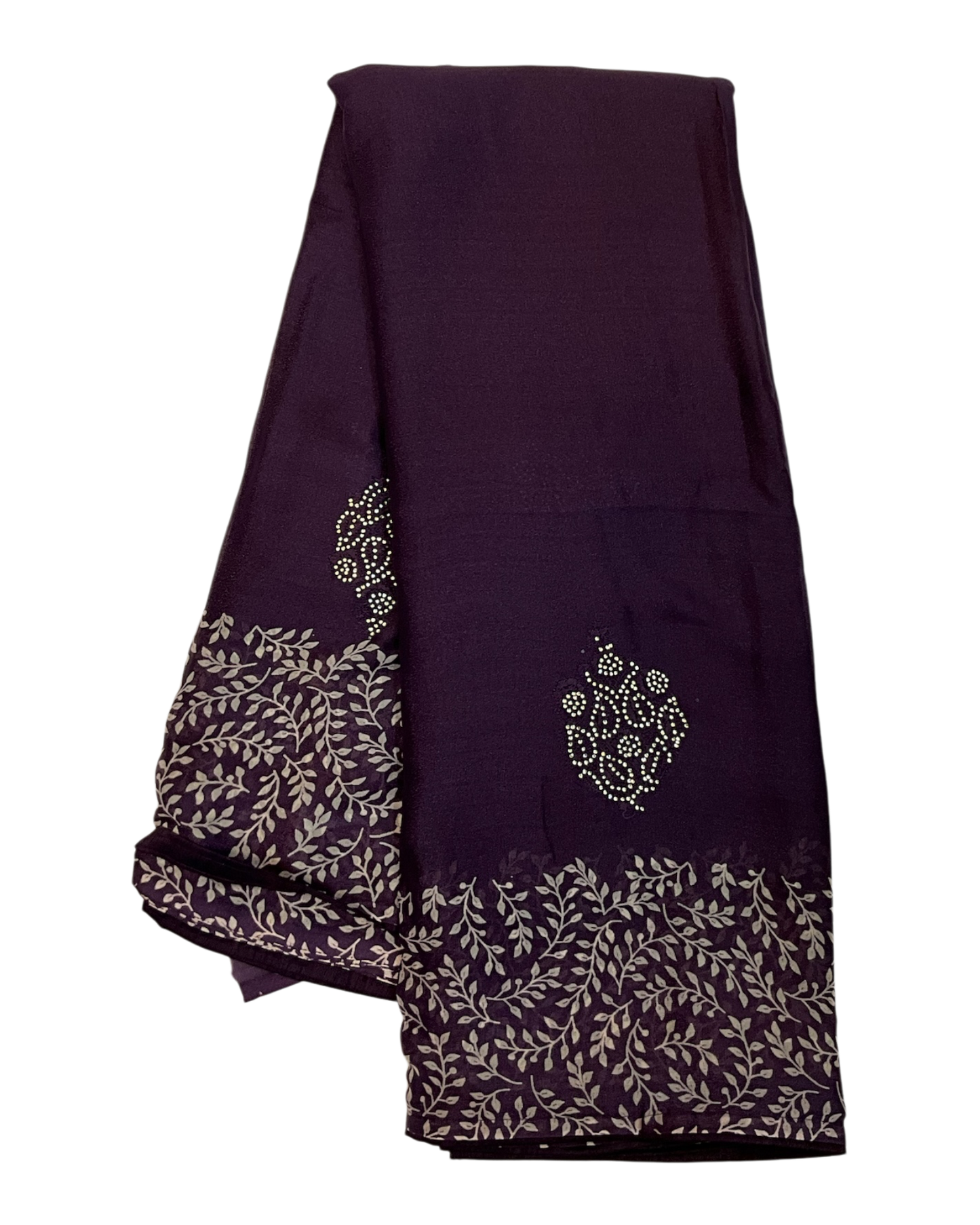 Wine / Purple - Chiffon Printed Saree with Blouse Piece - UK stock - 24hr Dispatch - LTF103 07KT26