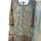 UK 18 / 44" - Cream / Light Gold - Crepe Ladies Sharara / Palazzo Trousers Suit - Sangeet / Henna / Temple - OC83009 JV