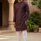 Wine Purple - Rich Sequins Lucknowi Chiffon Mens Indian Kurta Set with Smart Pants - Weddings / Walimas , Sangeet, Eid, Mehndi / Henna - KCS1261 VP 0225
