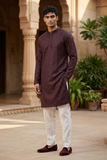 Wine Purple - Rich Sequins Lucknowi Chiffon Mens Indian Kurta Set with Smart Pants - Weddings / Walimas , Sangeet, Eid, Mehndi / Henna - KCS1261 VP 0225