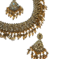 Crystal - Large Size Antique Gold Finish Necklace Set with Earrings & Head Piece - JIG82 04KV26