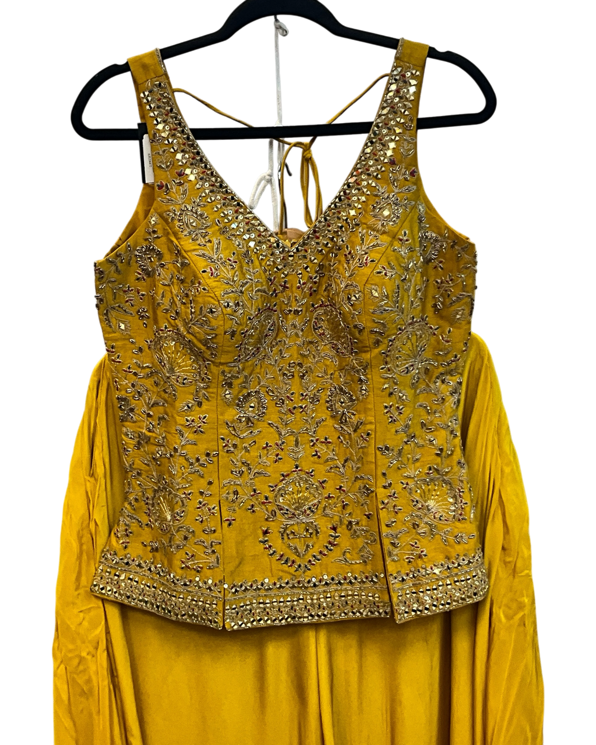 UK 12 / 38" - Haldi Yellow - Designer Ladies Medium Top Palazzo Trousers Suit -  - VMK Sunita 10PA26