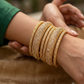 Gold Finish - Set of 6 Stone Bangles -  M to XXL - 5Line 07Kp26