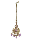 Lilac - Large - Antique Gold Finish Traditional Tika Head piece - Bollywood - Weddings - PRI1773  11V24