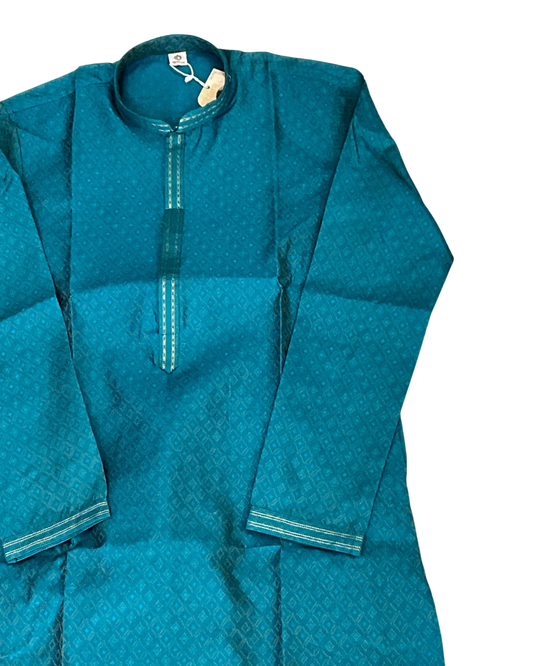 Turquoise Blue - Handloom Woven Mens Indian Kurta set with Trousers - UK Stock - Weddings / Walimas , Sangeet, Diwali, Eid, Mehndi / Henna - EM11093 05KP26