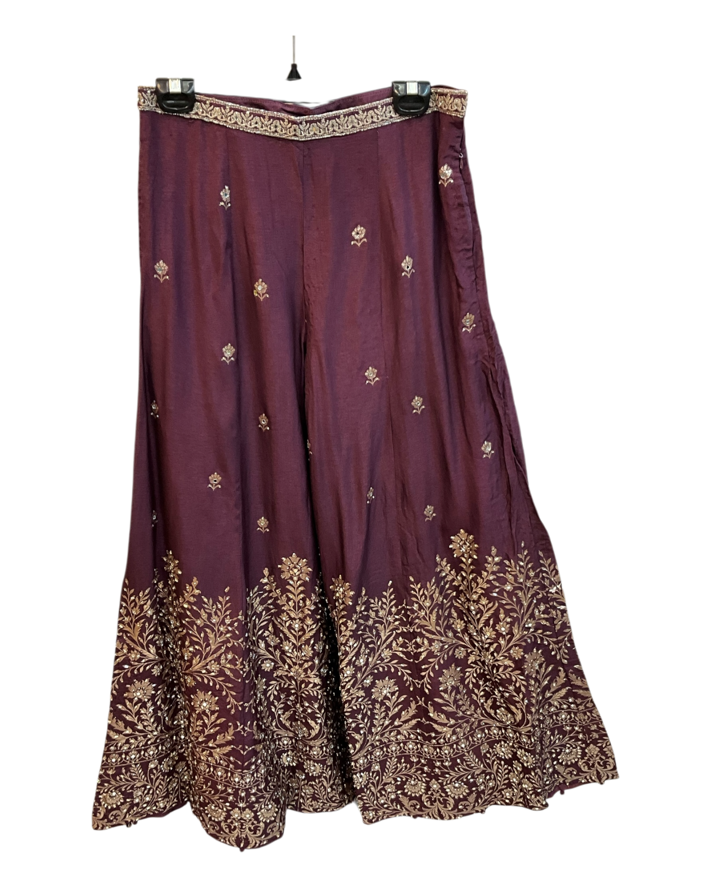 UK 12 / 38" - Wine - Designer Ladies Indian Short Top Palazzo Trousers Suit - UK Stock - 2/3 days delivery - VMK COBRA CY