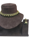 Black - Small Size Antique Gold Finish Necklace Set with Earrings - VJY401  A 0424