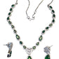 Green - American Diamond Style Silver Finish Small Size Necklace Set with Earrings - AE2422 11H24