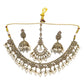 Gold / Neutral - Antique Gold Finish Necklace & Earrings Set - Bollywood - Weddings - KAJ1035 11KK24